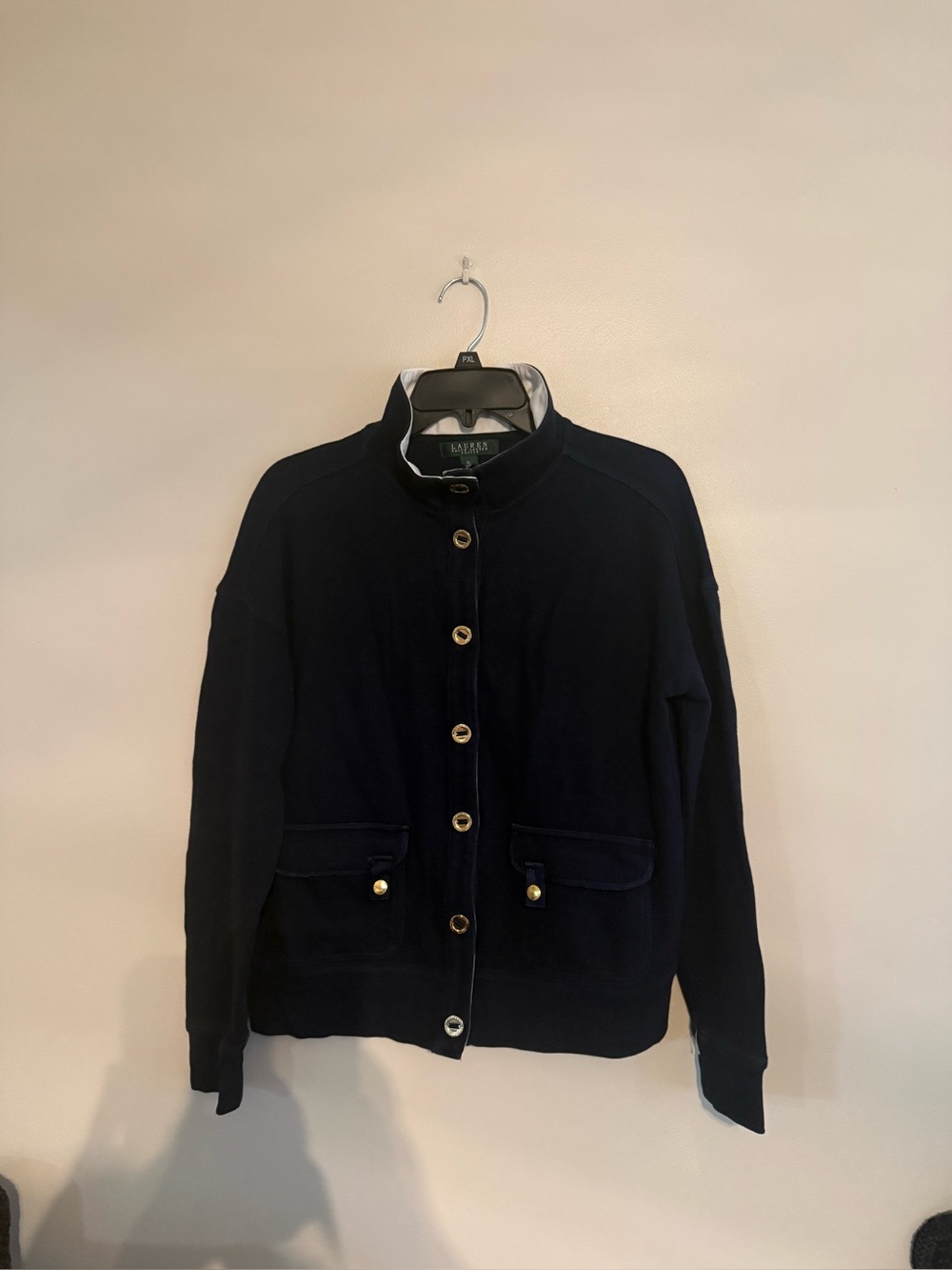 Lauren Ralph Lauren Navy Knit Button-Front Jacket with Gold-Tone Buttons large p